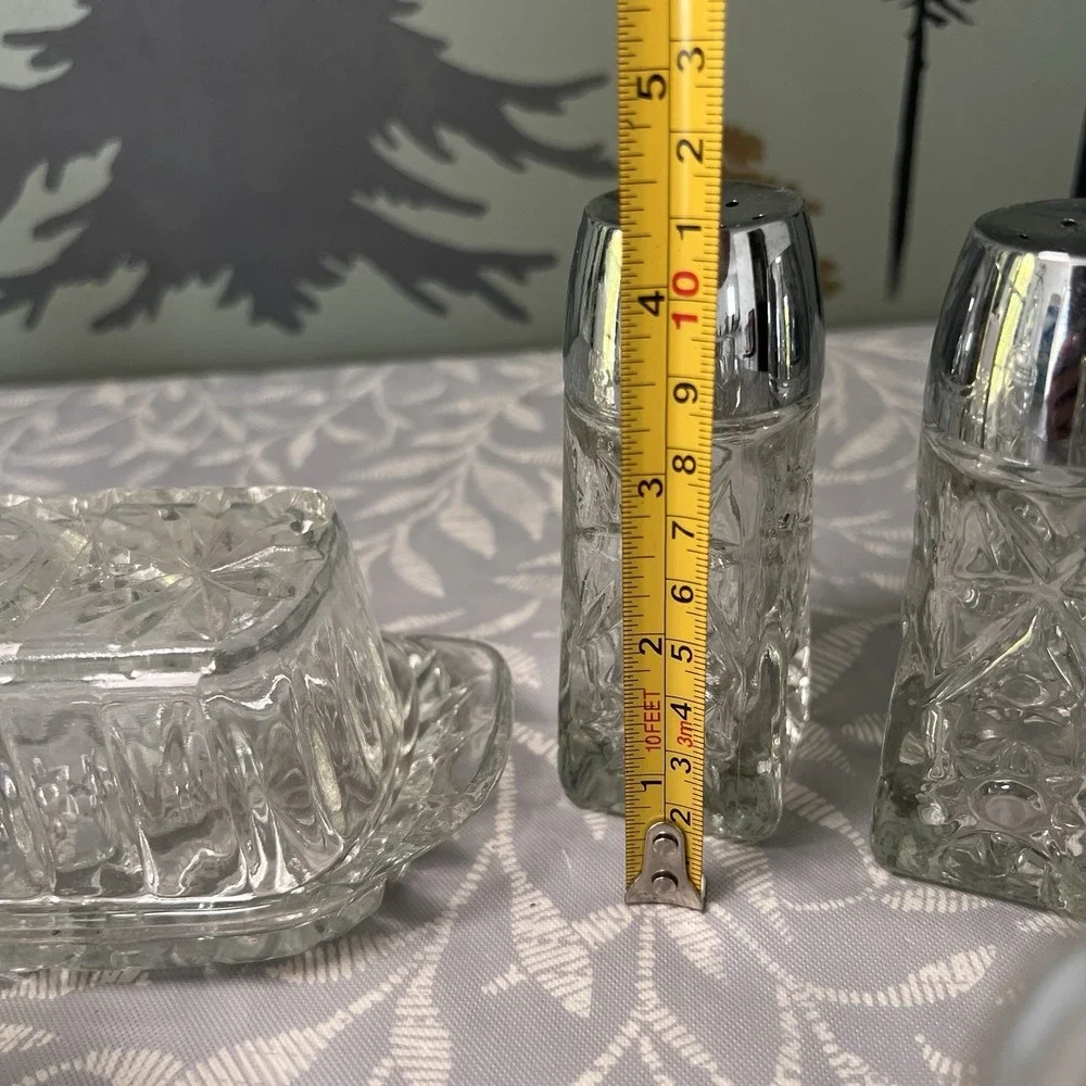 ANCHOR‎ HOCKING EARLY AMERICAN PRESCUT DAVID'S STAR 7 PIECE TABLE SERVICE SET